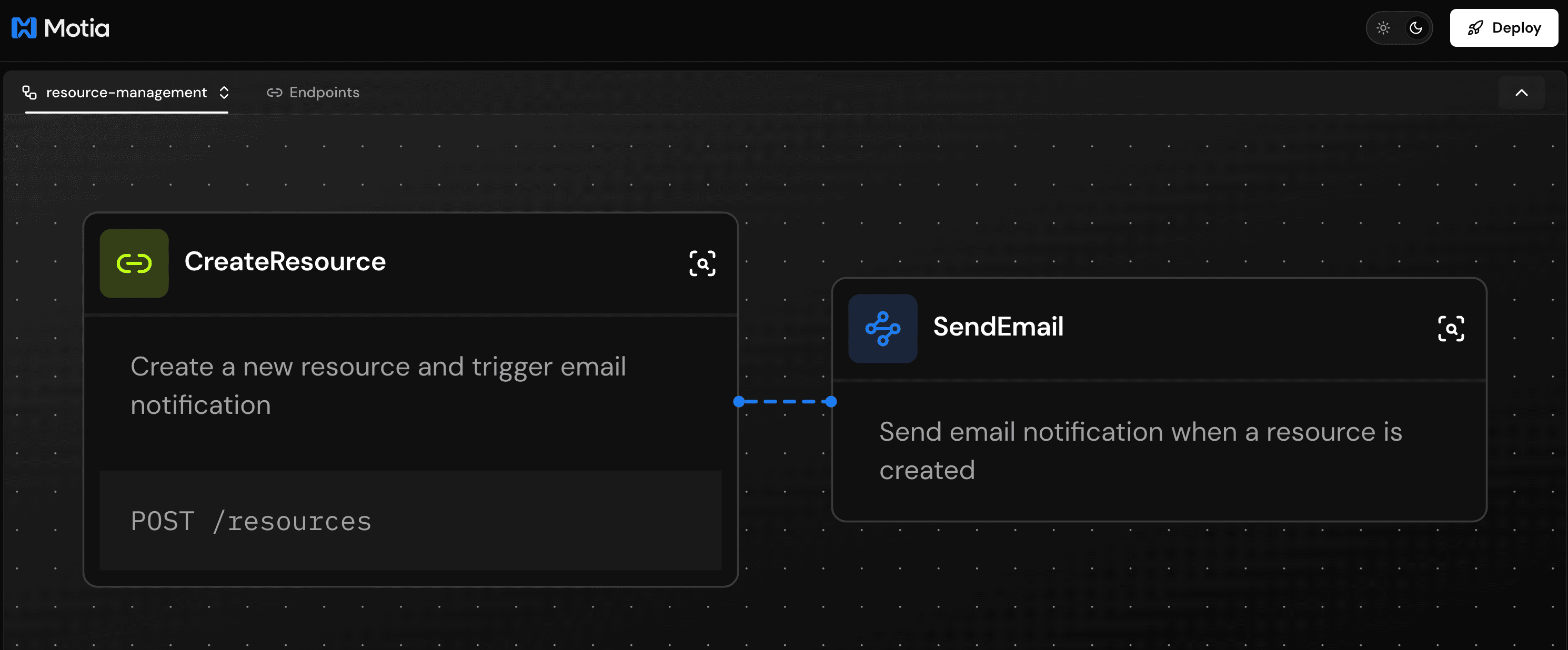 API and Queue Steps connected in a flow